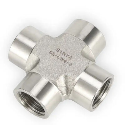 ASME B16.11 Stainless Steel 4-Way Socket Weld Cross Pipe Fitting 3/4" Branch Connection