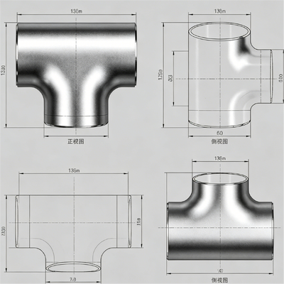 DN20 Threaded Copper Nickel Equal Tee Anti-Corrosion Cupro Nickel Equal Tee for Industrial Water Pipe